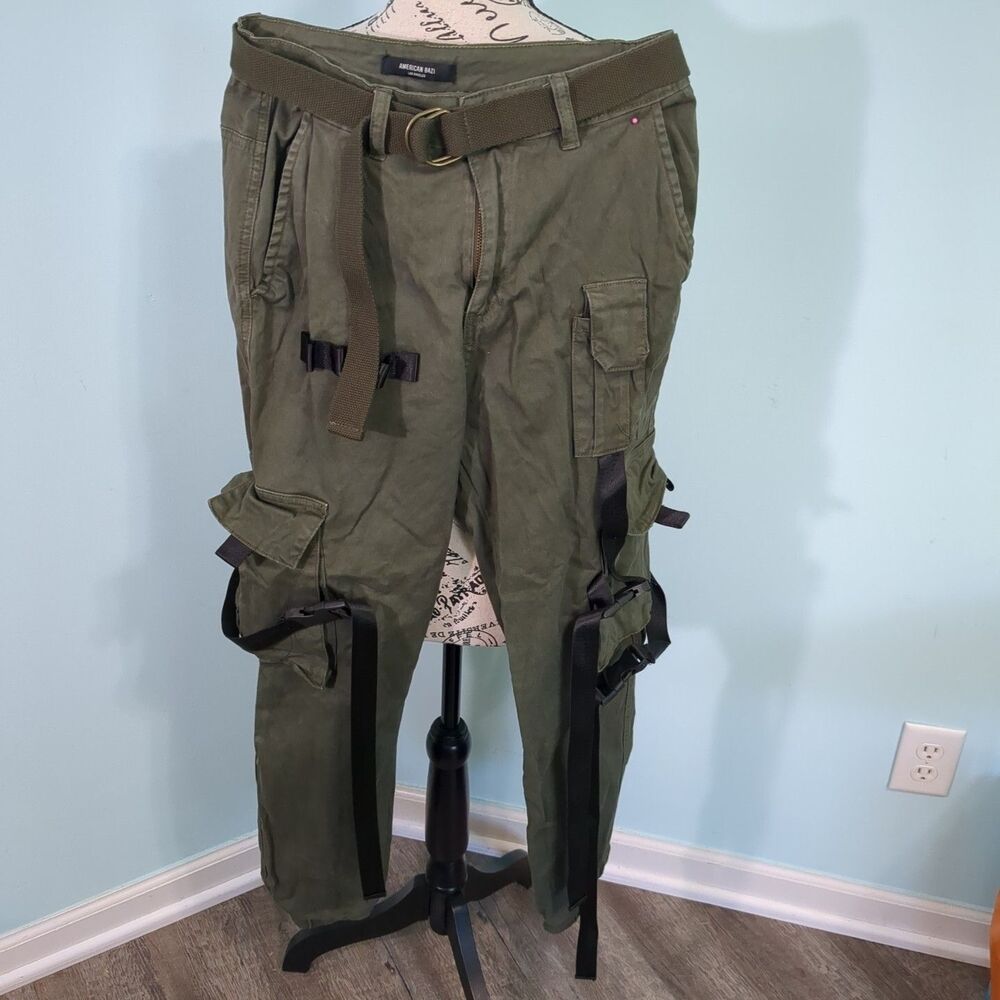 American Bazi Women's High Rise Utility Strap Cargo Joggers pants grunge large